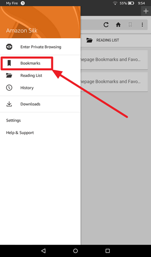 Select Bookmark Option