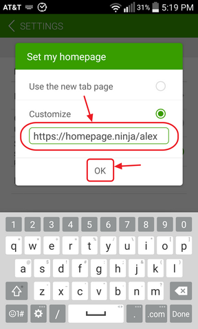 Type in Homepage