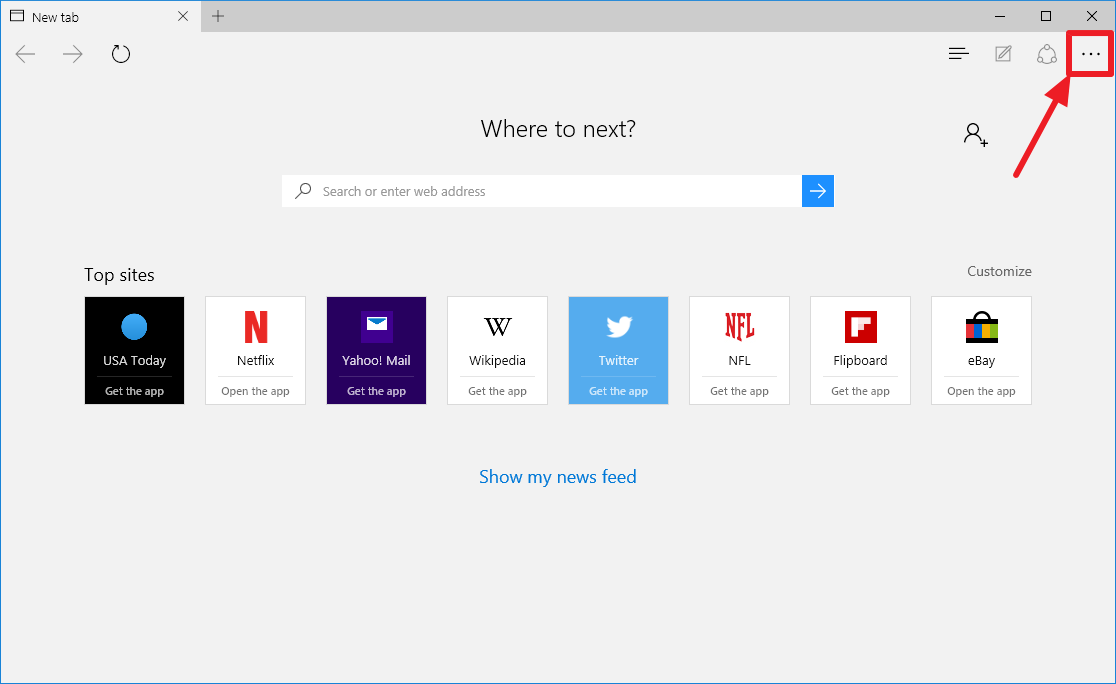 microsoft edge home page for tablet