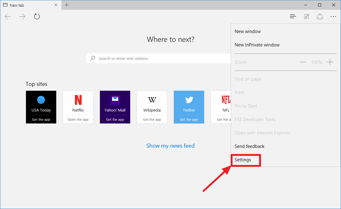 microsoft edge home page setting