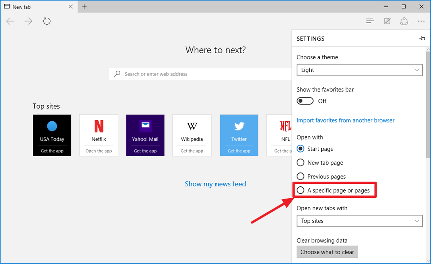 what is microsoft edge home page default