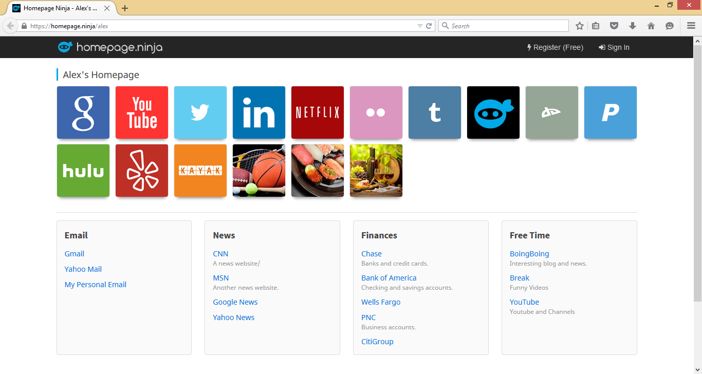 mozilla firefox start page link