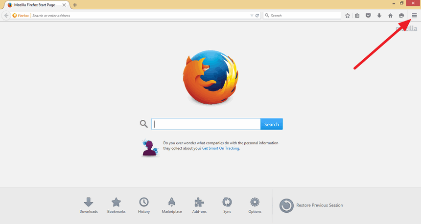 Open Firefox and Click Settings Icon