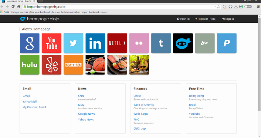 Homepage Ninja on Torch Browser