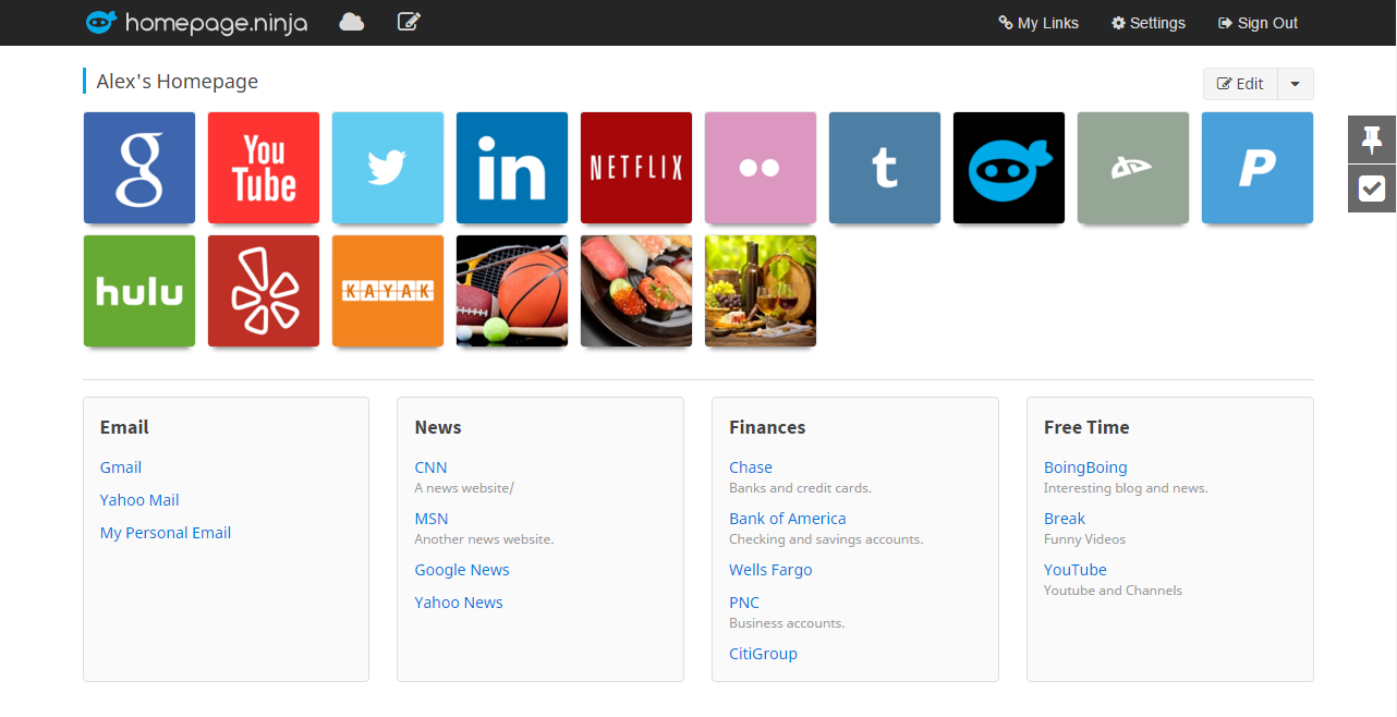 User Homepage Screenshot